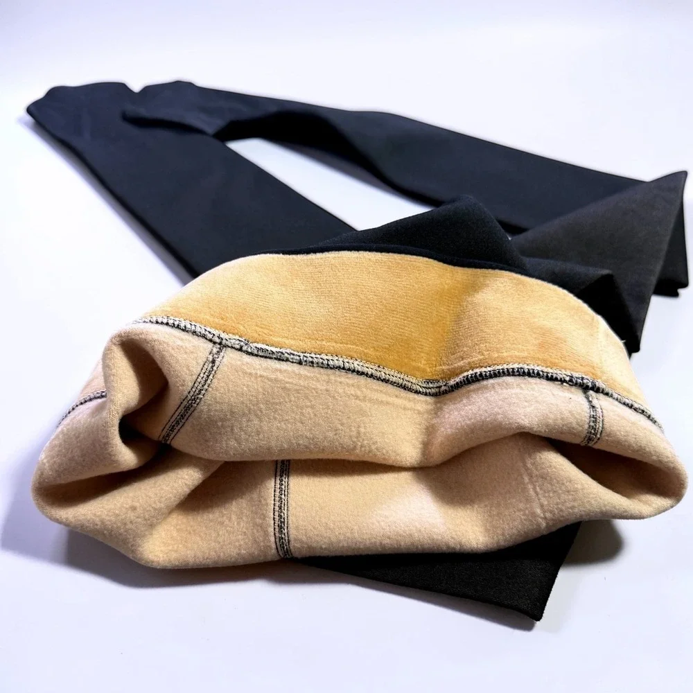 Black‎ Fleece Lined Tights High Waisted Thermal Footed Leggings S/M DDK-324
